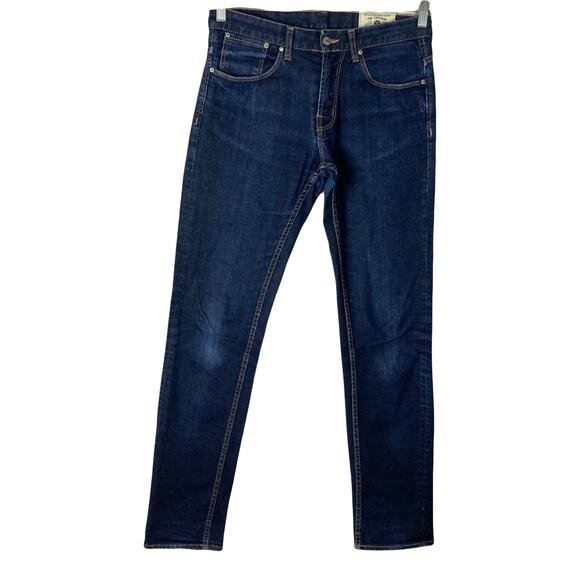 nwot ZARA MAN Jeans 31(W32”).Dark-Blue-Wash Vintage-Style Straight Stretchy Zip - Picture 1 of 10